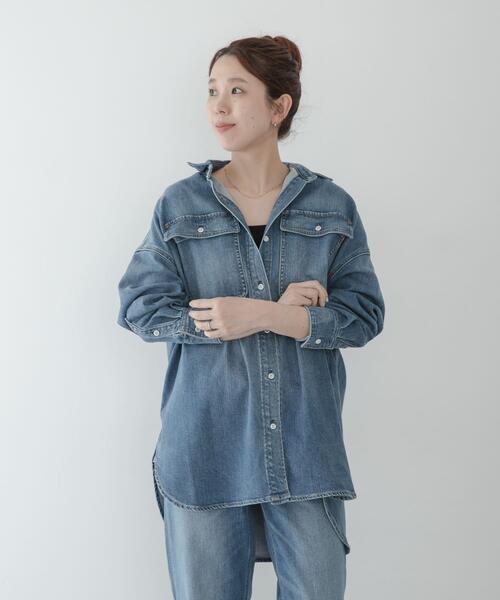 Healthy denim(ヘルシーデニム)の「Healthy DENIM ALMOND(シャツ/ブラウス・レディース・ライトインディゴブルー/インディゴブルー・0)」の3枚目の写真