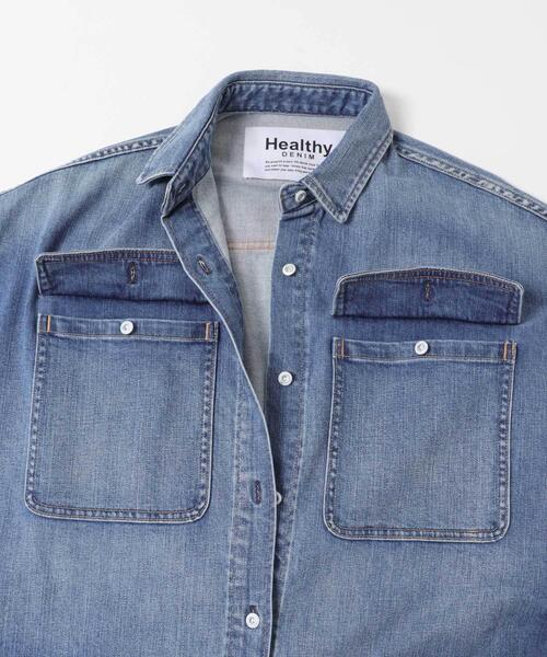 Healthy denim(ヘルシーデニム)の「Healthy DENIM ALMOND(シャツ/ブラウス・レディース・ライトインディゴブルー/インディゴブルー・0)」の9枚目の写真