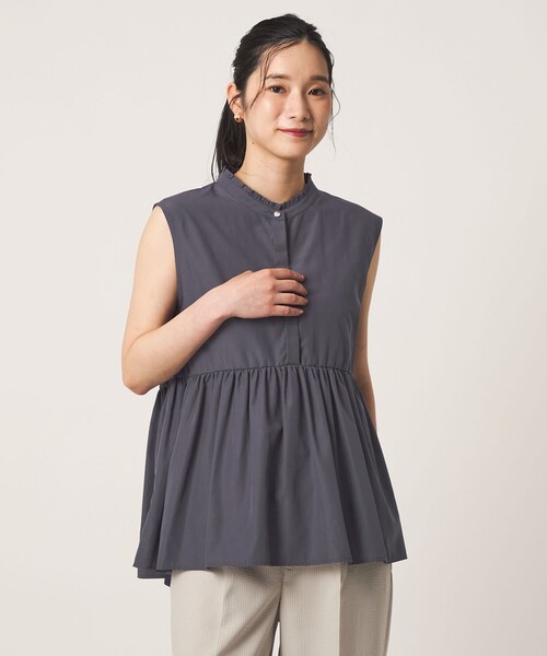 A DAY IN THE LIFE UNITED ARROWS（アデイインザライフユナイテッドアローズ）の「ペプラム ギャザー ノースリーブブラウス ＜A DAY IN THE LIFE＞（シャツ/ブラウス・レディース・ダークグレー/オフホワイト/ピンク・FREE）」の2枚目の写真