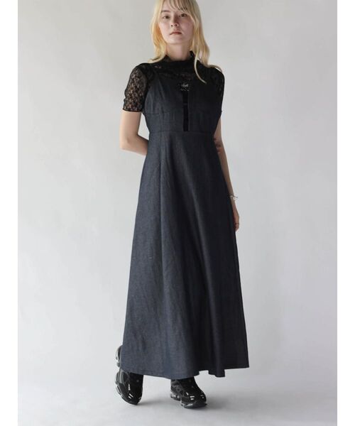 :ETHROF(イーサオブ)の「FLARE DENIM JUMPER SKIRT(ワンピース・レディース・ベージュ/ブラック・MEDIUM)」の12枚目の写真