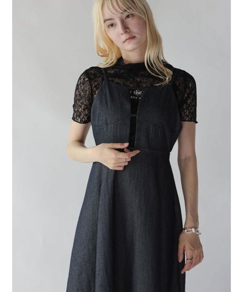 :ETHROF(イーサオブ)の「FLARE DENIM JUMPER SKIRT(ワンピース・レディース・ベージュ/ブラック・MEDIUM)」の14枚目の写真