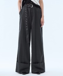 seyto（セイト）の「Double belted wide straight trousers pants / ダブルベルトワイドストレートトラウザーパンツ（スラックス）」