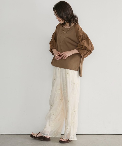Doux archives（ドゥアルシーヴ）の「【接触冷感／イージーケア】タックデザイントップス／（Tシャツ/カットソー・レディース・チャコールグレー/ブラウン/オフホワイト・FREE）」の10枚目の写真