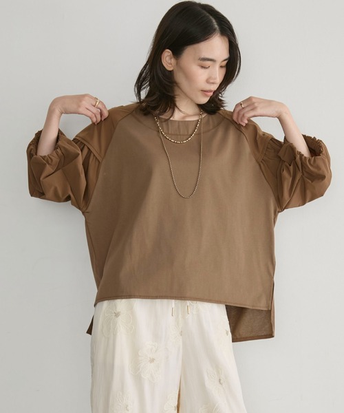 Doux archives（ドゥアルシーヴ）の「【接触冷感／イージーケア】タックデザイントップス／（Tシャツ/カットソー・レディース・チャコールグレー/ブラウン/オフホワイト・FREE）」の12枚目の写真