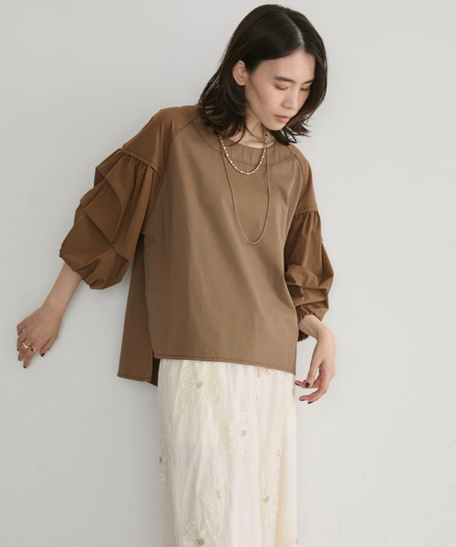 Doux archives（ドゥアルシーヴ）の「【接触冷感／イージーケア】タックデザイントップス／（Tシャツ/カットソー・レディース・チャコールグレー/ブラウン/オフホワイト・FREE）」の13枚目の写真