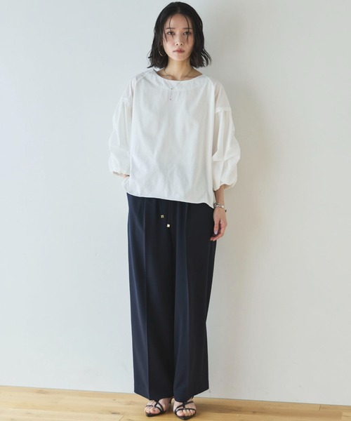 Doux archives（ドゥアルシーヴ）の「【接触冷感／イージーケア】タックデザイントップス／（Tシャツ/カットソー・レディース・チャコールグレー/ブラウン/オフホワイト・FREE）」の19枚目の写真