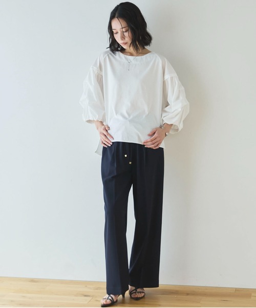 Doux archives（ドゥアルシーヴ）の「【接触冷感／イージーケア】タックデザイントップス／（Tシャツ/カットソー・レディース・チャコールグレー/ブラウン/オフホワイト・FREE）」の22枚目の写真