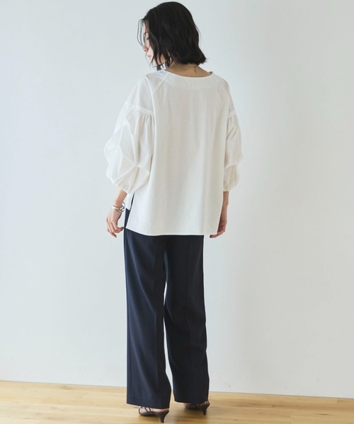 Doux archives（ドゥアルシーヴ）の「【接触冷感／イージーケア】タックデザイントップス／（Tシャツ/カットソー・レディース・チャコールグレー/ブラウン/オフホワイト・FREE）」の21枚目の写真