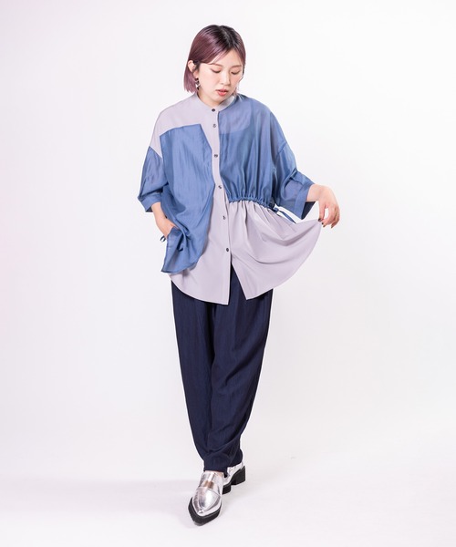 OSMOSIS（オズモーシス）の「ドローストリング切替ブラウス（シャツ/ブラウス・レディース・ブルー/ベージュ/ブラック・ONE SIZE）」の13枚目の写真