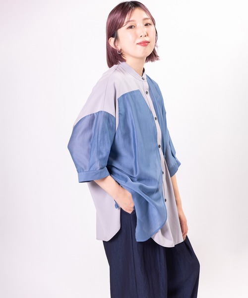OSMOSIS（オズモーシス）の「ドローストリング切替ブラウス（シャツ/ブラウス・レディース・ブルー/ベージュ/ブラック・ONE SIZE）」の17枚目の写真