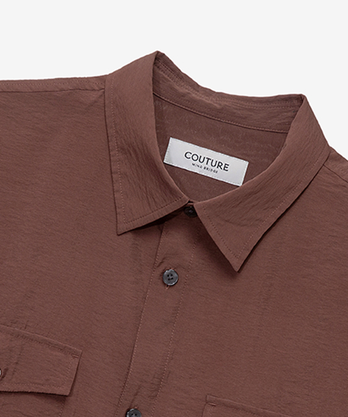 MINDBRIDGE（マインドブリッジ）の「[COUTURE]ポケットオーバーサイズブラウン半袖シャツ（シャツ/ブラウス・メンズ・ワイン・100/110/95/105）」の4枚目の写真