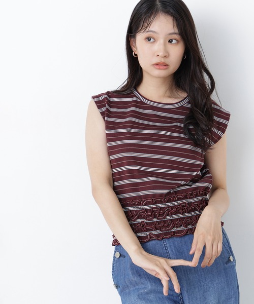 N.(N. Natural Beauty Basic)(エヌエヌナチュラルビューティーベーシック)の「ランダムボーダートップス(Tシャツ/カットソー・レディース・ネイビー系/ブラウン系その他/ブルー系その他2・フリ-)」の1枚目の写真