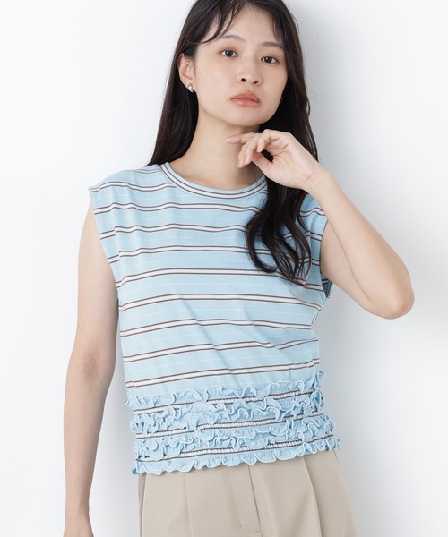N.(N. Natural Beauty Basic)(エヌエヌナチュラルビューティーベーシック)の「ランダムボーダートップス(Tシャツ/カットソー・レディース・ネイビー系/ブラウン系その他/ブルー系その他2・フリ-)」の2枚目の写真
