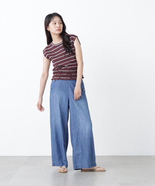 N.(N. Natural Beauty Basic)(エヌエヌナチュラルビューティーベーシック)の「ランダムボーダートップス(Tシャツ/カットソー・レディース・ネイビー系/ブラウン系その他/ブルー系その他2・フリ-)」の4枚目の写真
