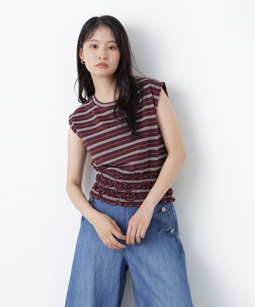 N.(N. Natural Beauty Basic)(エヌエヌナチュラルビューティーベーシック)の「ランダムボーダートップス(Tシャツ/カットソー・レディース・ネイビー系/ブラウン系その他/ブルー系その他2・フリ-)」の5枚目の写真