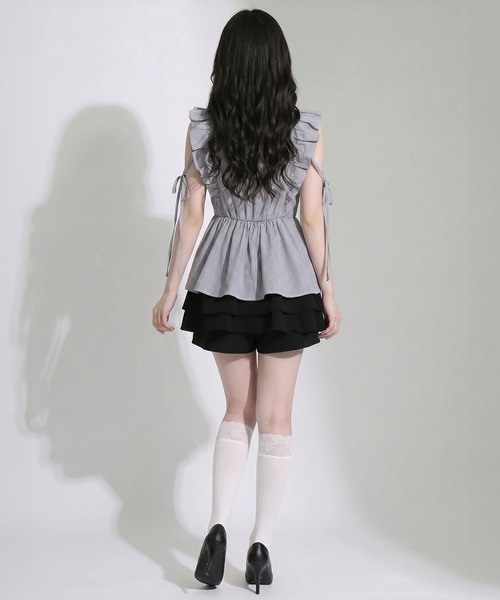DearMyLoveRose（ディアマイラブローズ）の「ペプラムトップス×ティアードスカパンセットアップ【大きいサイズあり】（セットアップ・レディース・ブラック/ネイビー・M-L/LL～3L/L～LL）」の5枚目の写真