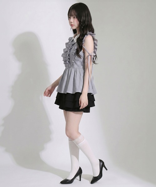 DearMyLoveRose（ディアマイラブローズ）の「ペプラムトップス×ティアードスカパンセットアップ【大きいサイズあり】（セットアップ・レディース・ブラック/ネイビー・M-L/LL～3L/L～LL）」の6枚目の写真