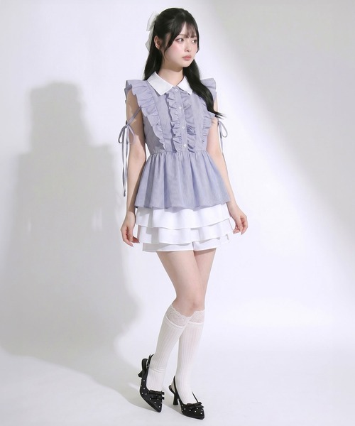 DearMyLoveRose（ディアマイラブローズ）の「ペプラムトップス×ティアードスカパンセットアップ【大きいサイズあり】（セットアップ・レディース・ブラック/ネイビー・M-L/LL～3L/L～LL）」の8枚目の写真