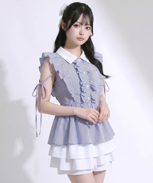 DearMyLoveRose（ディアマイラブローズ）の「ペプラムトップス×ティアードスカパンセットアップ【大きいサイズあり】（セットアップ・レディース・ブラック/ネイビー・M-L/LL～3L/L～LL）」の9枚目の写真