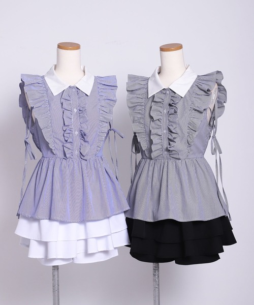 DearMyLoveRose（ディアマイラブローズ）の「ペプラムトップス×ティアードスカパンセットアップ【大きいサイズあり】（セットアップ・レディース・ブラック/ネイビー・M-L/LL～3L/L～LL）」の10枚目の写真