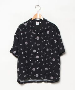 セール】ジオメトリックプリント スタンドカラーシャツ（シャツ