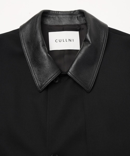 CULLNI(クルニ)の「Wool Gabardine Tielocken Leather Collar Long Coat(ステンカラーコート・メンズ・グレー/ブラック/ベージュ・1/2)」の19枚目の写真