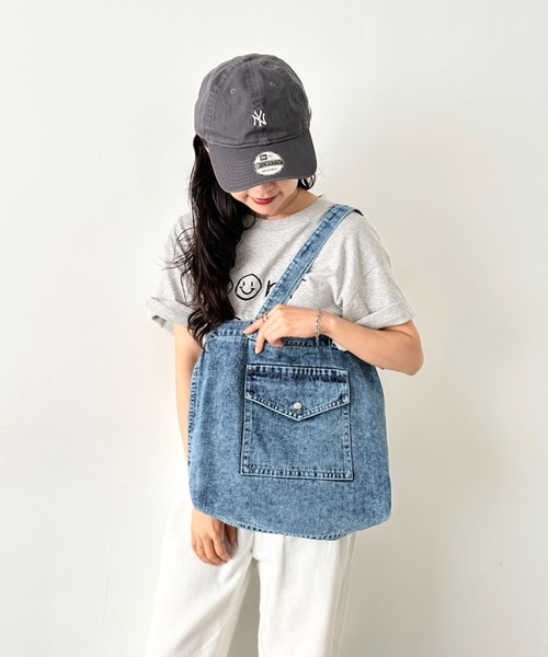 NATURALIST（ナチュラリスト）の「デニムフロントポケット トートバッグ/ユニセックス（トートバッグ・レディース・ダークブルー/ブラック/ブルー・FREE）」の2枚目の写真
