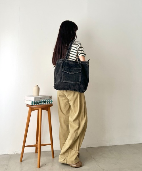 NATURALIST（ナチュラリスト）の「デニムフロントポケット トートバッグ/ユニセックス（トートバッグ・レディース・ダークブルー/ブラック/ブルー・FREE）」の8枚目の写真
