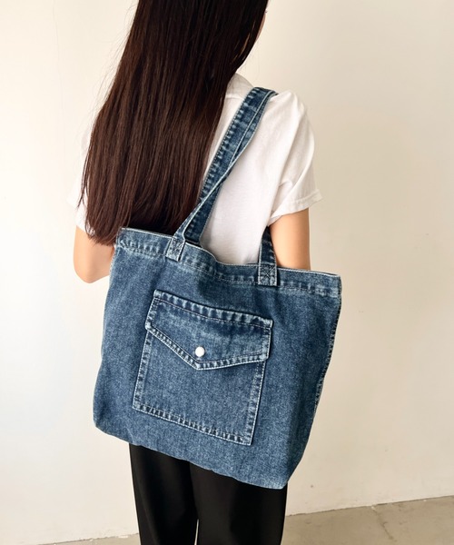 NATURALIST（ナチュラリスト）の「デニムフロントポケット トートバッグ/ユニセックス（トートバッグ・レディース・ダークブルー/ブラック/ブルー・FREE）」の16枚目の写真