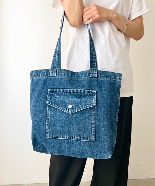NATURALIST（ナチュラリスト）の「デニムフロントポケット トートバッグ/ユニセックス（トートバッグ・レディース・ダークブルー/ブラック/ブルー・FREE）」の17枚目の写真