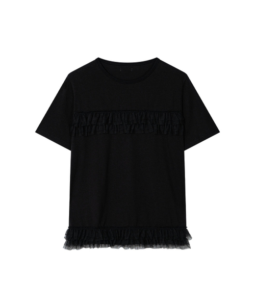 UGLY SHADOW(アグリーシャドウ)の「フリルカンカンTシャツ(ブラック)(Tシャツ/カットソー・レディース・その他・FREE)」の4枚目の写真
