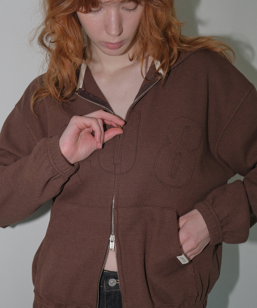 Easy Waffle Zip Hoodie — коричневый