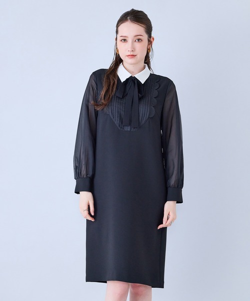 Audie a Muses(オーディアミューズ)の「フロントスカラップシアースリーブワンピース(ワンピース・レディース・ブラック・38/40/42)」の14枚目の写真