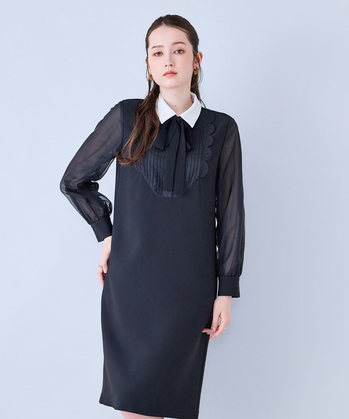 Audie a Muses(オーディアミューズ)の「フロントスカラップシアースリーブワンピース(ワンピース・レディース・ブラック・38/40/42)」の15枚目の写真
