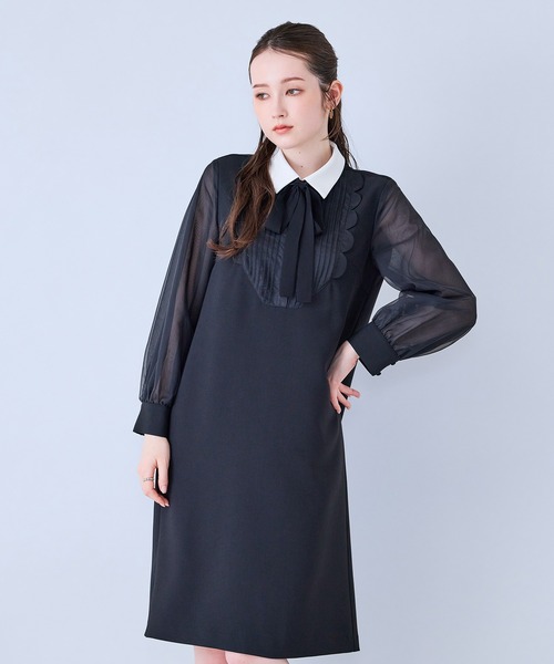 Audie a Muses(オーディアミューズ)の「フロントスカラップシアースリーブワンピース(ワンピース・レディース・ブラック・38/40/42)」の16枚目の写真