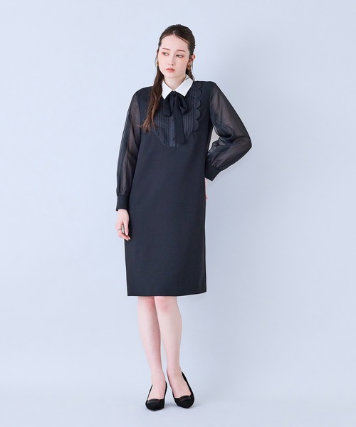 Audie a Muses(オーディアミューズ)の「フロントスカラップシアースリーブワンピース(ワンピース・レディース・ブラック・38/40/42)」の17枚目の写真