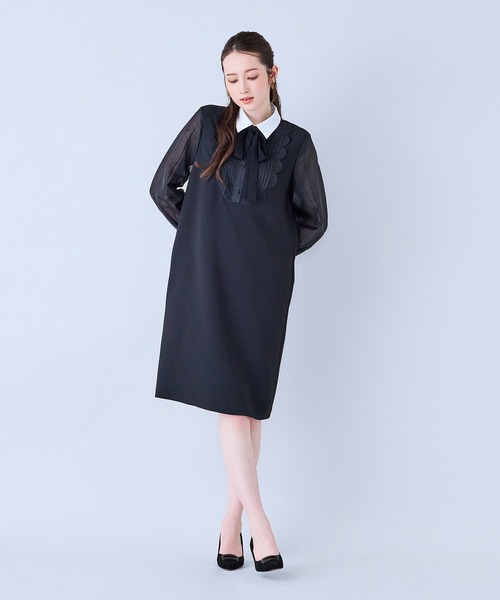 Audie a Muses(オーディアミューズ)の「フロントスカラップシアースリーブワンピース(ワンピース・レディース・ブラック・38/40/42)」の18枚目の写真