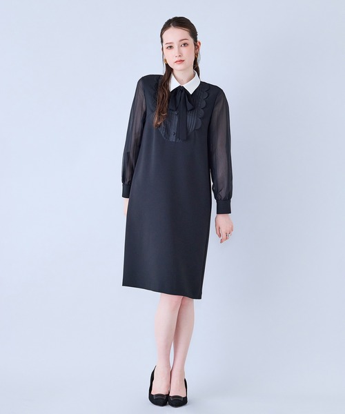 Audie a Muses(オーディアミューズ)の「フロントスカラップシアースリーブワンピース(ワンピース・レディース・ブラック・38/40/42)」の20枚目の写真