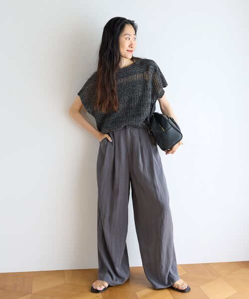 le.coeur blanc(ルクールブラン)の「バイオウォッシュタックワイドパンツ(その他パンツ・レディース・チャコールグレー/ベージュ・38)」の18枚目の写真