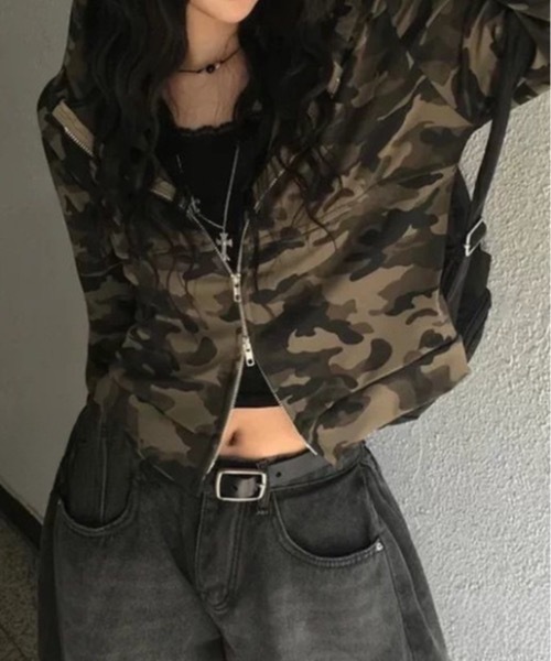 Teem Store(チームストア)の「ダブルジップ迷彩パーカー(パーカー・レディース・その他・M/S)」の2枚目の写真