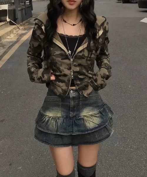 Teem Store(チームストア)の「ダブルジップ迷彩パーカー(パーカー・レディース・その他・M/S)」の5枚目の写真
