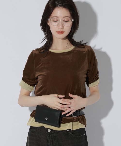 LAKOLE(ラコレ)の「シアーベロア半袖T / 1056076(Tシャツ/カットソー・レディース・ブラック/ブラウン/イエロー・FREE)」の3枚目の写真