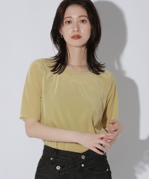 LAKOLE(ラコレ)の「シアーベロア半袖T / 1056076(Tシャツ/カットソー・レディース・ブラック/ブラウン/イエロー・FREE)」の1枚目の写真