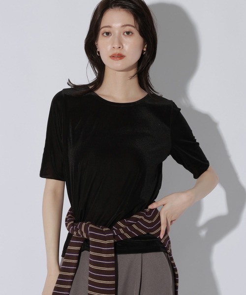 LAKOLE(ラコレ)の「シアーベロア半袖T / 1056076(Tシャツ/カットソー・レディース・ブラック/ブラウン/イエロー・FREE)」の7枚目の写真
