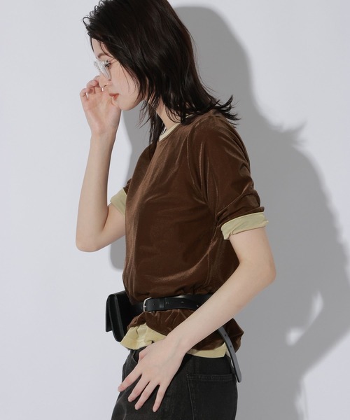 LAKOLE(ラコレ)の「シアーベロア半袖T / 1056076(Tシャツ/カットソー・レディース・ブラック/ブラウン/イエロー・FREE)」の13枚目の写真