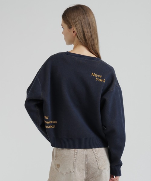 AVIREX(アヴィレックス)の「【直営店限定】LOGO JACQUARD AND EMBROIDERY TOPS(ニット/セーター・レディース・ネイビー/オフホワイト/オレンジ・F)」の6枚目の写真