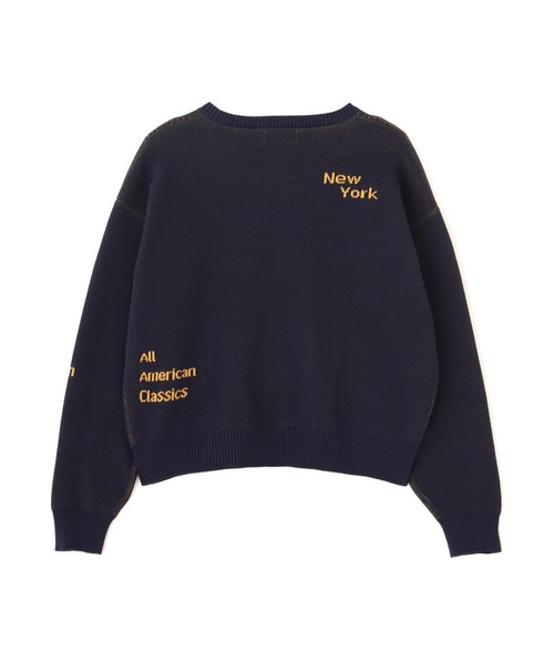 AVIREX(アヴィレックス)の「【直営店限定】LOGO JACQUARD AND EMBROIDERY TOPS(ニット/セーター・レディース・ネイビー/オフホワイト/オレンジ・F)」の8枚目の写真