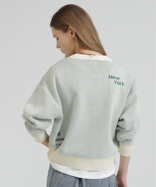 AVIREX(アヴィレックス)の「【直営店限定】LOGO JACQUARD AND EMBROIDERY TOPS(ニット/セーター・レディース・ネイビー/オフホワイト/オレンジ・F)」の11枚目の写真