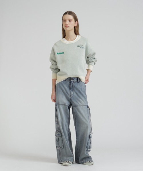 AVIREX(アヴィレックス)の「【直営店限定】LOGO JACQUARD AND EMBROIDERY TOPS(ニット/セーター・レディース・ネイビー/オフホワイト/オレンジ・F)」の12枚目の写真