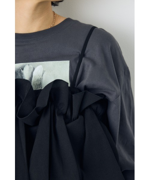 AZUL by moussy(アズールバイマウジー)の「ギャザーフリルキャミソールビスチェ 秋服 冬服 春服 夏服 レイヤード チェック 無地 デザイントップス(キャミソール・レディース・ブラック/ブラック系その他/ライトベージュ・FREE)」の9枚目の写真